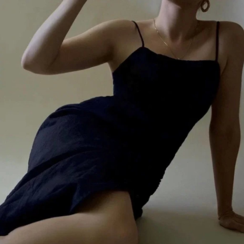 Trois The Brand Lotte Dress Black Thigh High Slit Size 2-4 In 100% Linen New — image 3 of 8